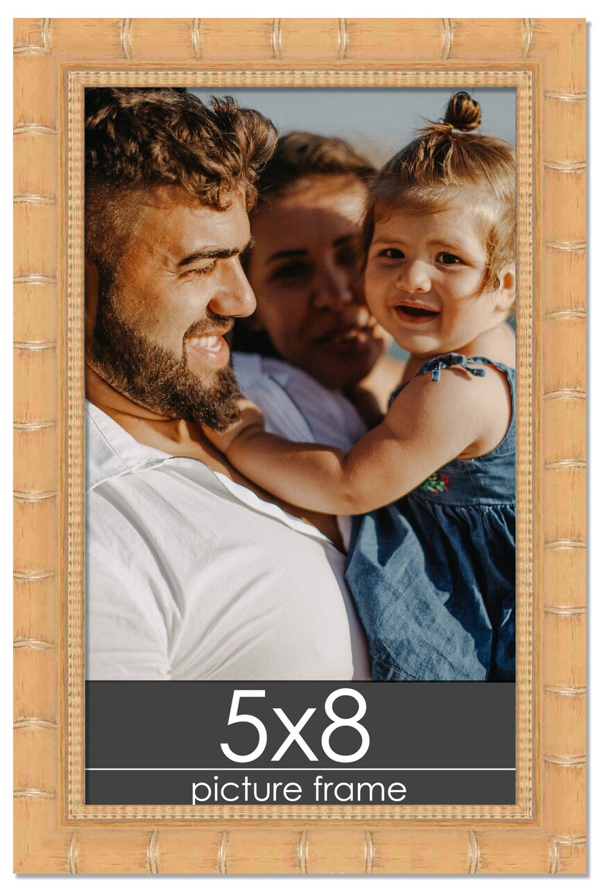 5x8 Natural Modern Bamboo Picture Frame - UV Acrylic, Foam Board Backing, Hanging Hardware